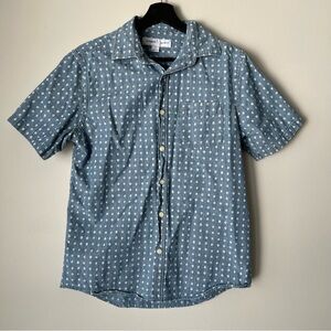 Old Navy Men’s Blue Geometric Relaxed Fit Button Down Short Sleeve Shirt
